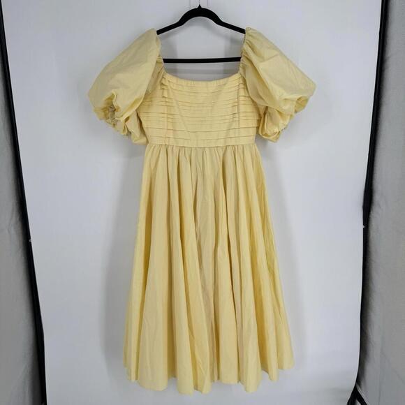 &Merci Dresses & Skirts - &Merci dress medium M butter yellow milkmaid puff sleeve midi wedding cotton